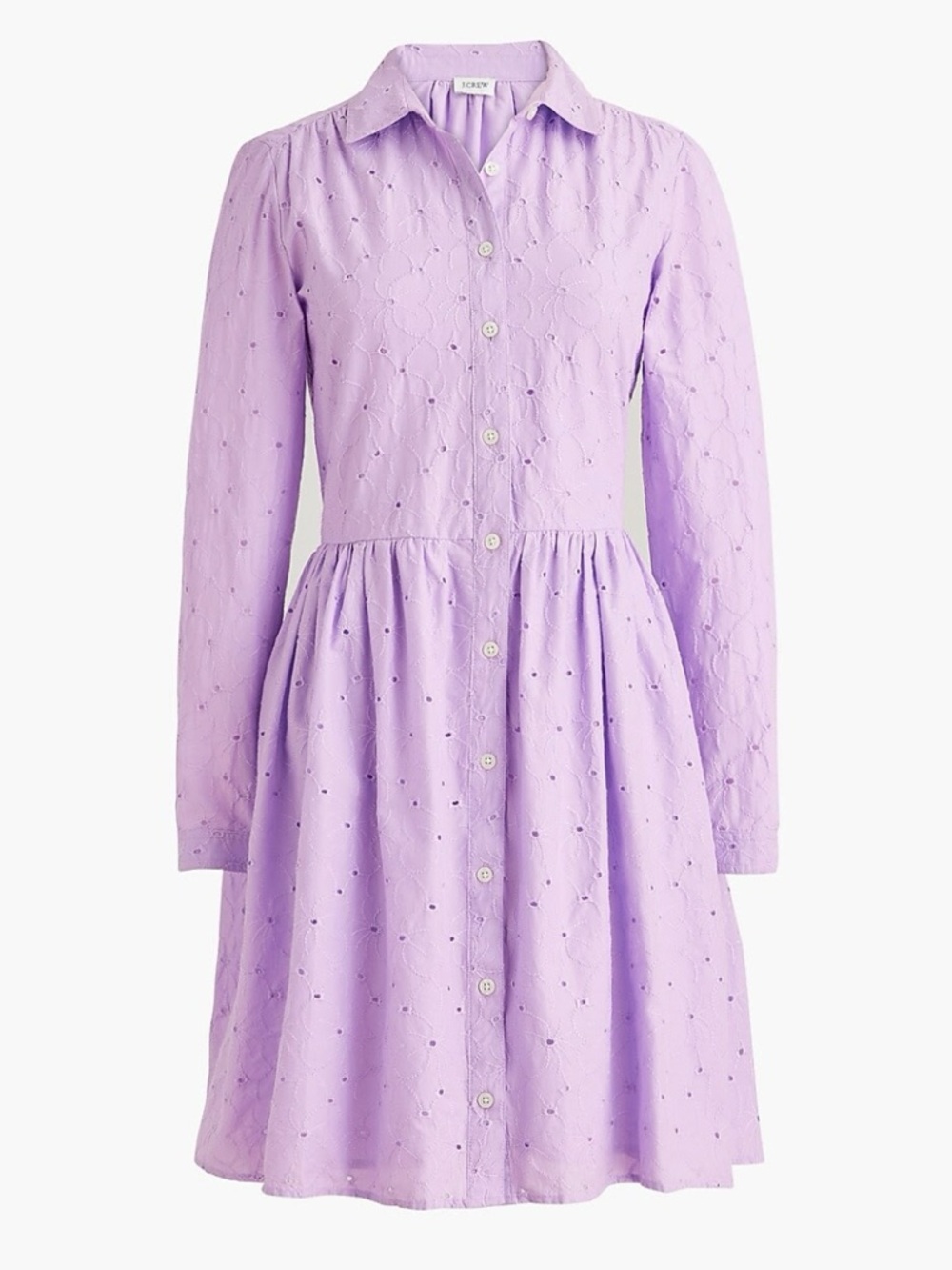 J. Crew Lavender Eyelet Button-Front Mini Shirt Dress
